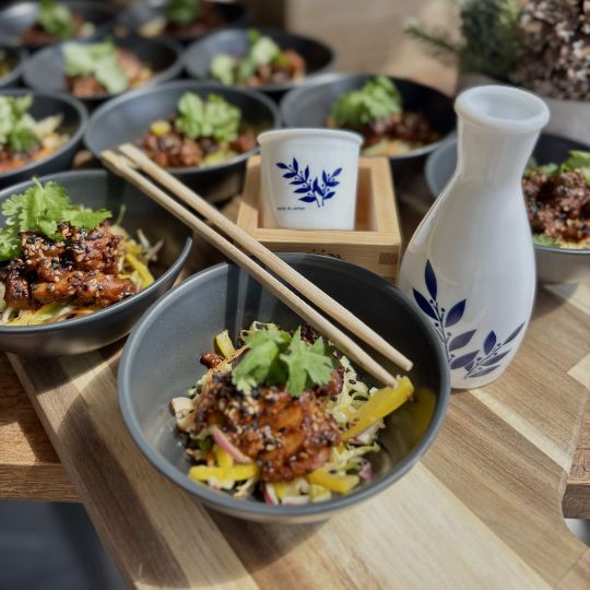 Chicken marinated in miso and maple syrup, crunchy vegetables, toasted sesame |