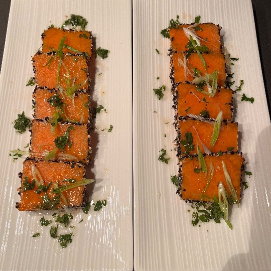 Sweet potato tataki, spice mayonnaise, Vietnamese vinaigrette